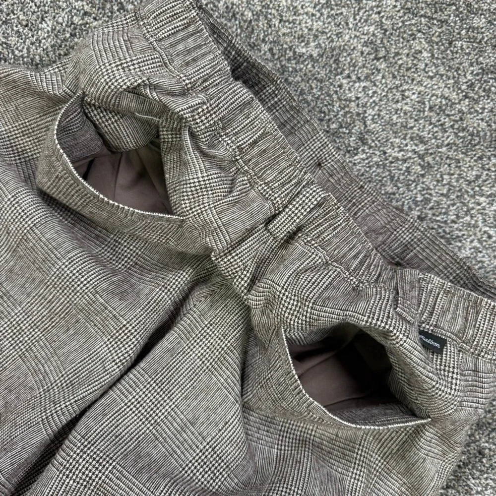 Malbon Golf Glen Plaid Tapered Pants Mens Medium Brown White Active Trousers
